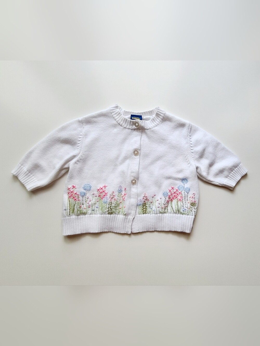 OshKosh B'gosh Embroidered White Cardigan Sweater Girls 6-9 Months